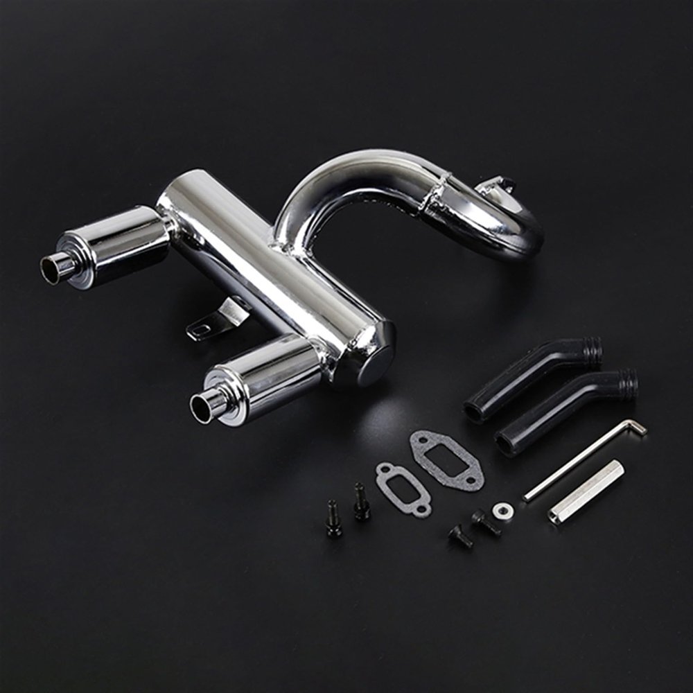 DAYUDDRICAR 1/5 RC Car Metal Dual Exhaust Pipe Replacement RC Gasoline Engine Car Model Upgrade Part for Rovan-LT 5T 1/5 RC Car Accessories