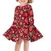 Allinterest Christmas Dress Girls Cute Princess Dresses Snowflake Deer Candy Print Long Sleeve A-Line Round Neck Casual Xmas Party Costume view 2