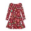 Allinterest Christmas Dress Girls Cute Princess Dresses Snowflake Deer Candy Print Long Sleeve A-Line Round Neck Casual Xmas Party Costume view 3