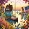1000 Pieces Cartoon Puzzles for Adults - Flower Seaside Town - Starter Puzzles for Kids Developmental Jigsaw Puzzle - Eco-Friendly Materials - Do It Yourself DIY Wall Decor view 1