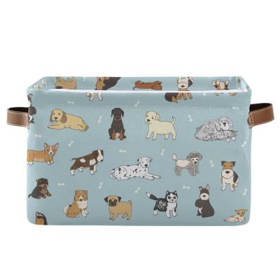 XUWU Multi-purpose Storage Basket Bin Cute Dog Puppy Organizer Collapsible Shelf Basket Cube with Handle for Nursery Bedroom Bathroom