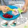 321 Grow Silicone Easy Scoop & Hold Plate Set - Baby and Toddler Training Plates with Clip-On Rims for Easy Scooping, Self-Feeding and Baby Led Weaning, 6+ months (Ocean) view 2