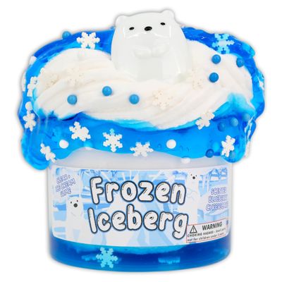 Frozen Iceberg - Ice-Cream/Clear Textured Slime - Handmade in USA - Dope Slimes - White/Blue