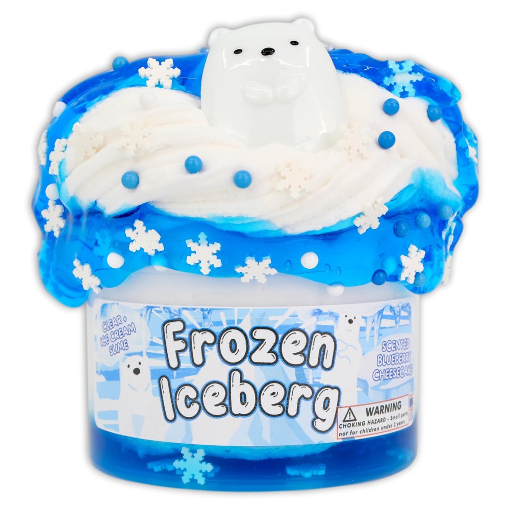 Frozen Iceberg - Ice-Cream/Clear Textured Slime - Handmade in USA - Dope Slimes - White/Blue