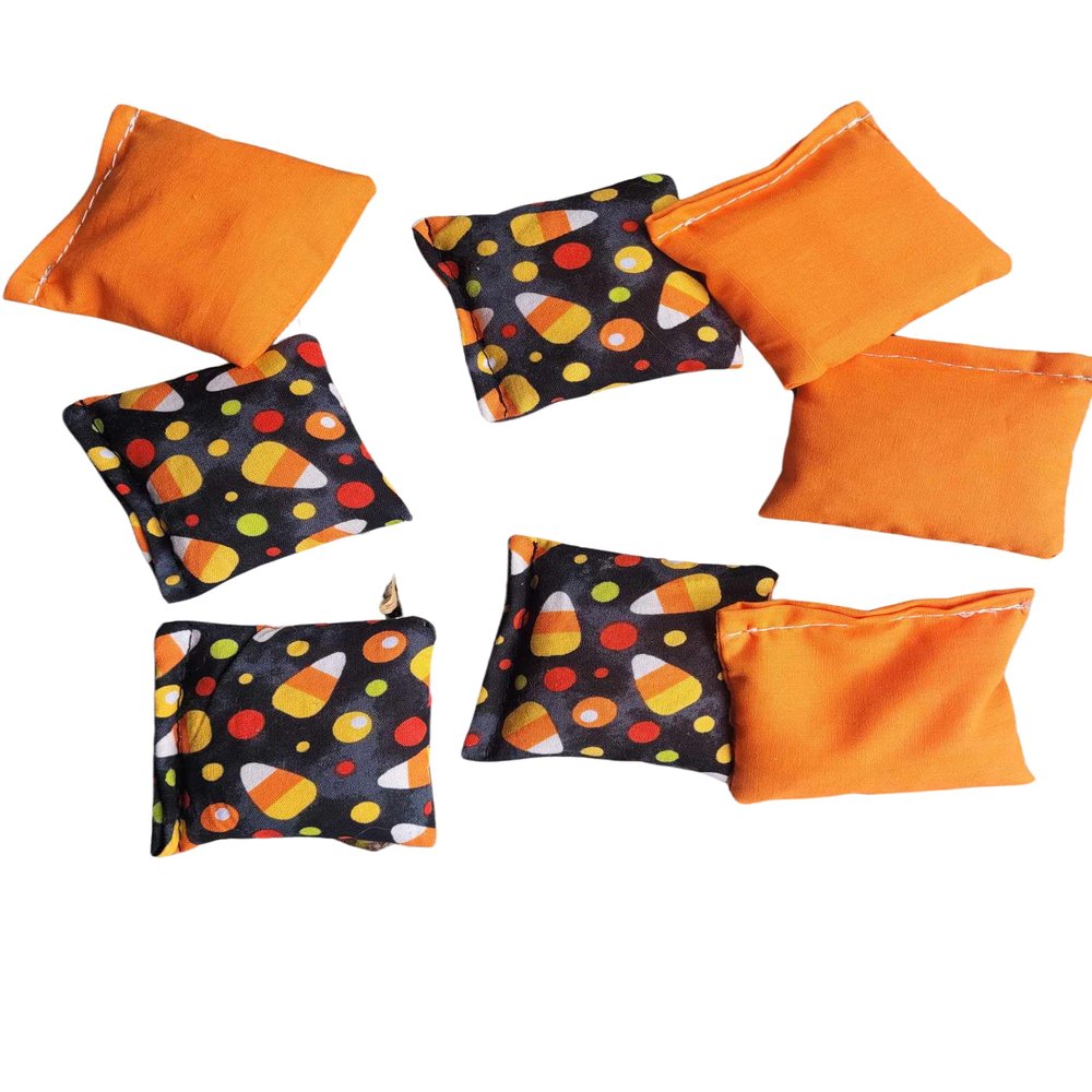 3 inch mini cornhole bags Halloween candy corn mini bean bag toss bags.