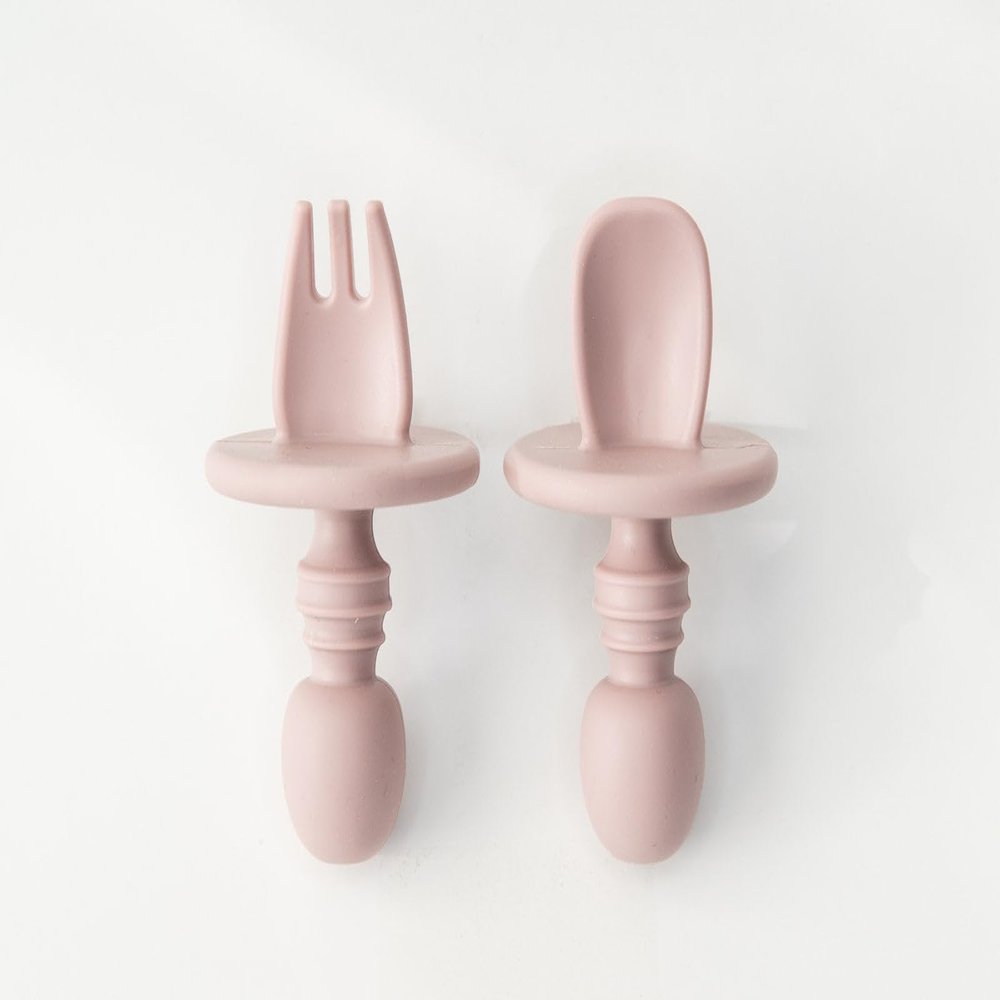 Babeehive Goods Mini Spoon and Fork | Safety, Ergonomics, and Practicality | Perfectly Sized For Tiny Hands | Food-Grade Materials, BPA-Free | Versatile, Suitable, and Convenient (Rose)
