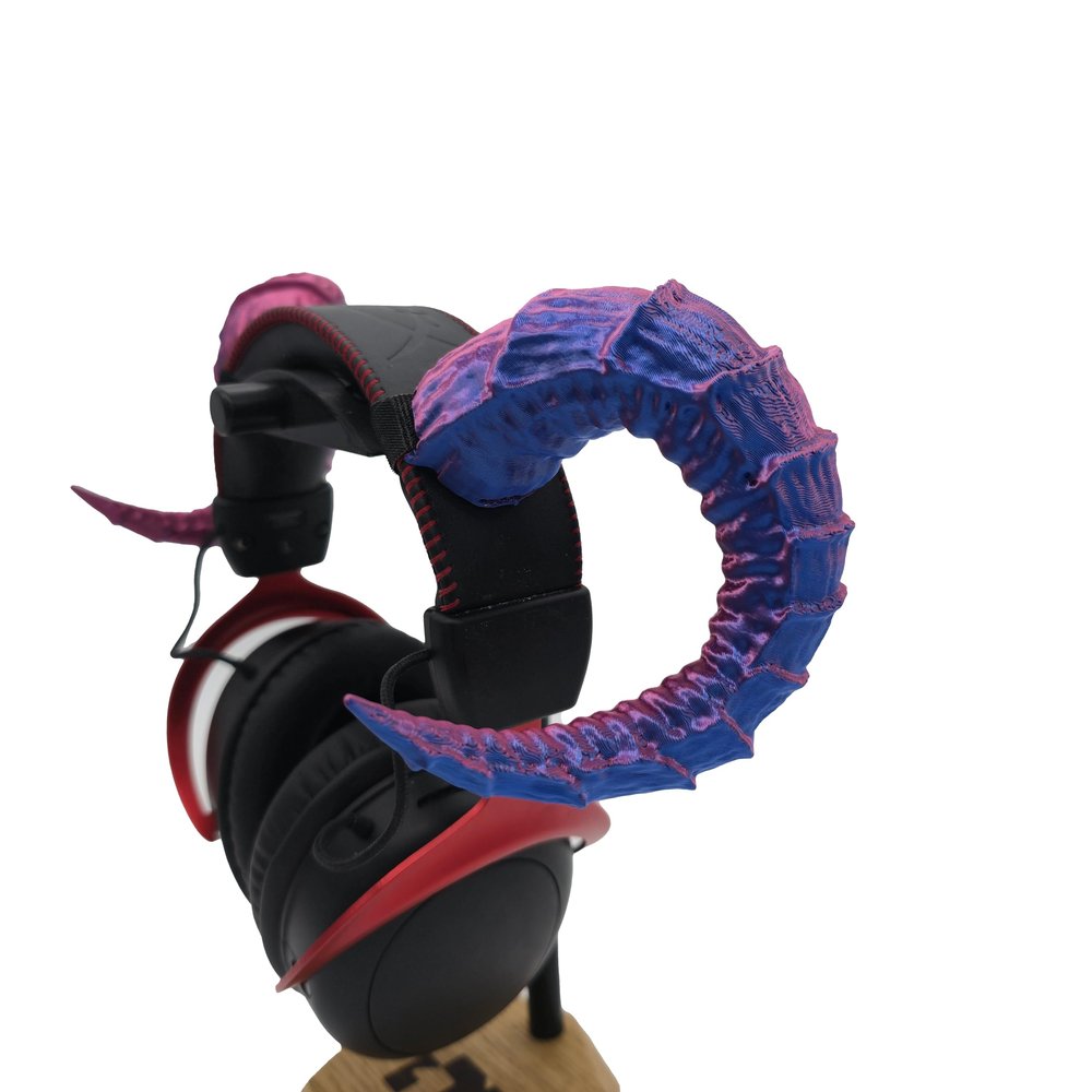 Ram Horns Attachment for Headset, Gaming and Streaming Headset Accessories, Cosplay, Gaming Streamer Gift, Goat | ram | Bard Horns (Blue/Purple)