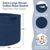 MEGASKET Dark Blue Basket for Organizing, 22" x 14" Extra Large Woven Cotton Rope Laundry Basket, Blanket Storage for Living Room Bedroom, Big Nursery Kids Toy Box Organizer, Pool Towel Storage Bin view 2