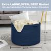MEGASKET Dark Blue Basket for Organizing, 22" x 14" Extra Large Woven Cotton Rope Laundry Basket, Blanket Storage for Living Room Bedroom, Big Nursery Kids Toy Box Organizer, Pool Towel Storage Bin view 3