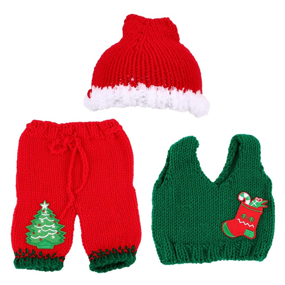 Abaodam 1set Adorable Knitted Christmas Photography Outfit Soft Costume Newborns for Holiday Photoshoots and Celebrations