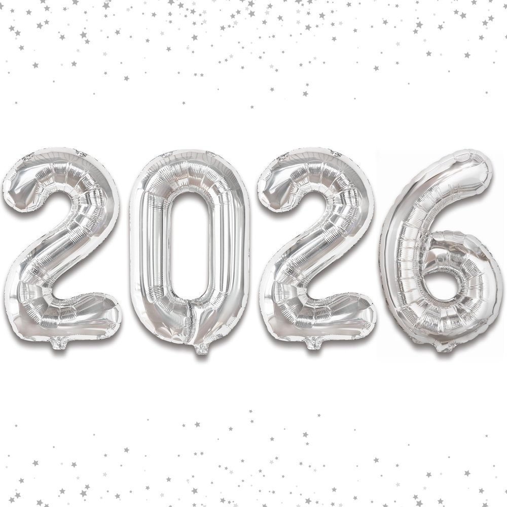 KatchOn, Silver 2026 Number Balloons - 16 Inch | 2026 New Year Balloon | 2026 Balloon | Silver Foil Balloons 2026 For New Years Decorations 2026 | New Years Eve Party Supplies 2026 | NYE Decorations
