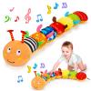 Baby Sensory Caterpillar Toys 0-3 Month Music Animal Stuffed Plush Toy for Infant 0-3-6-12 Month Tummy Time with Crinkle Rattle for Newborn 9-12 Month Toy for Boy Girl Birthday Shower Gifts Orange view 1