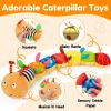 Baby Sensory Caterpillar Toys 0-3 Month Music Animal Stuffed Plush Toy for Infant 0-3-6-12 Month Tummy Time with Crinkle Rattle for Newborn 9-12 Month Toy for Boy Girl Birthday Shower Gifts Orange view 2