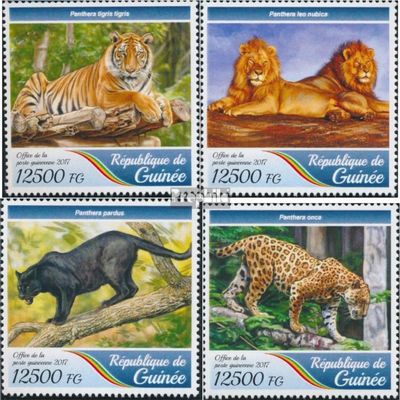 Guinea 12595-12598 (Complete. Issue) unmounted Mint/Never hinged ** MNH 2017 Large Cats (Stamps for Collectors) Cats/Big Cats (Lions/Tigers/Leopards ...)