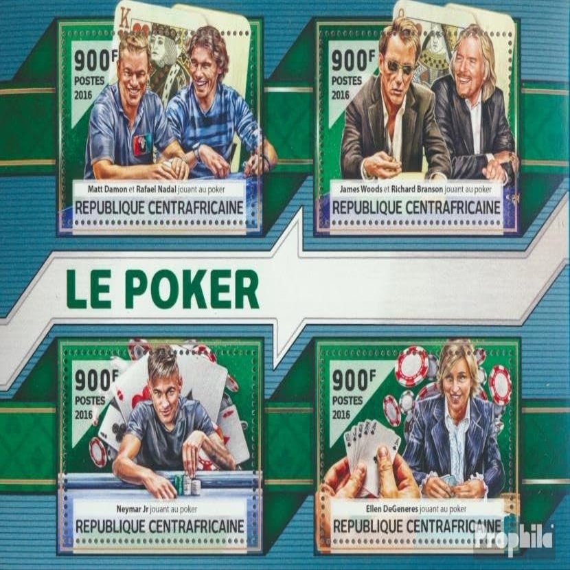 Central African Republic 6370-6373 Sheetlet (Complete. Issue) unmounted Mint/Never hinged ** MNH 2016 Poker (Stamps for Collectors) Games/Toys