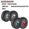 Rcarmumb 2.2 Inch Beadlock Wheel Rim & Wheel Tires for SCX10 Capra/AMG 6x6/TRX4/Red cat Gen8 Red cat Everest Gen7 Pro RC Scale Crawler Truck,Tires Tyres w/Aluminium Wheels Rim,Red view 2