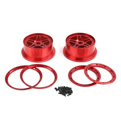 DAYUDDRICAR 1/5 RC Car Metal Tire Rims 24MM Replacement RC Car Upgrade Part for Rovan-LT 5T RC Car Accessories (Color : 1 Set Red)