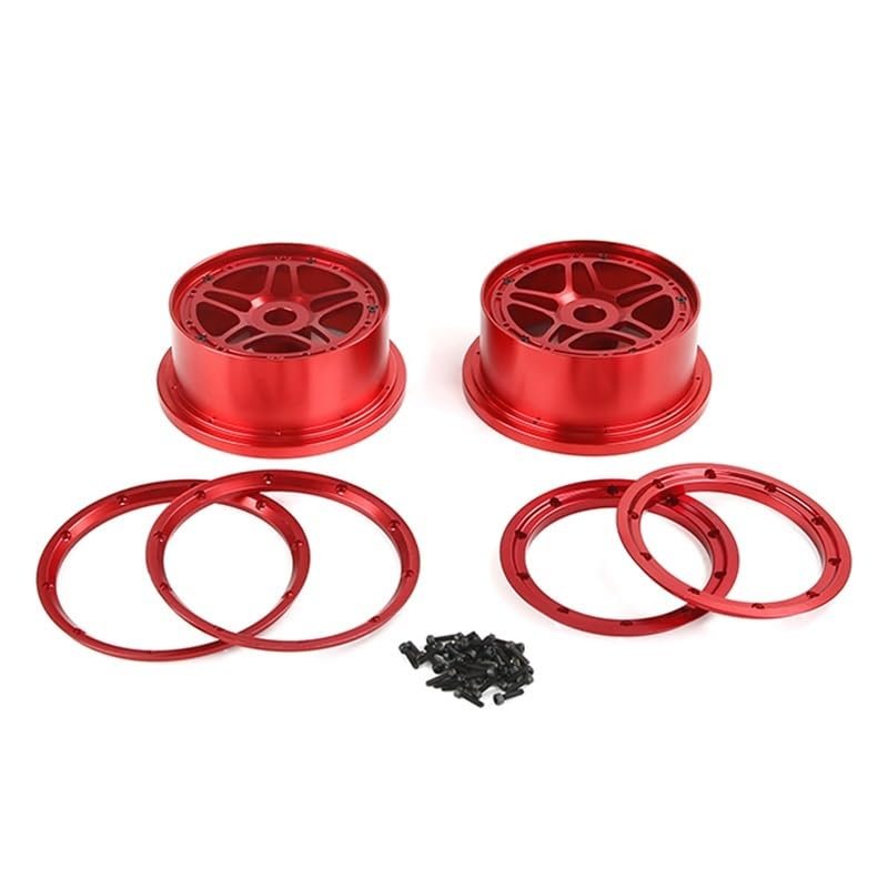 DAYUDDRICAR 1/5 RC Car Metal Tire Rims 24MM Replacement RC Car Upgrade Part for Rovan-LT 5T RC Car Accessories (Color : 1 Set Red)