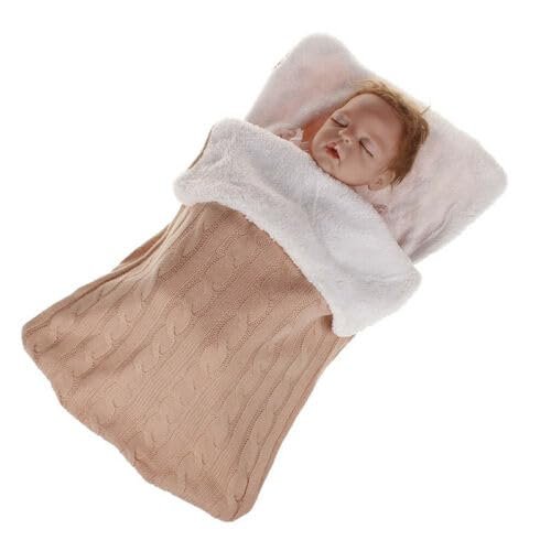 Baby Swaddle Blanket Stroller Wrap Fleece Warm Blanket Newborn Baby Sleeping Bag for 0-12 Month Boys Girls (Khaki, One Size)