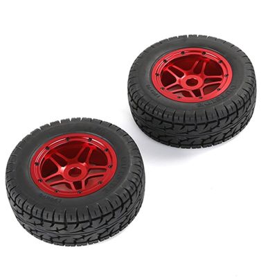 DAYUDDRICAR RC Car tire and Wheels, 1/5 RC Car Metal Tires Set 190 * 70 24MM Replacement RC Car Upgrade Part for Rovan-LT 5T RC Car Accessories (Color : 1 Set Red)
