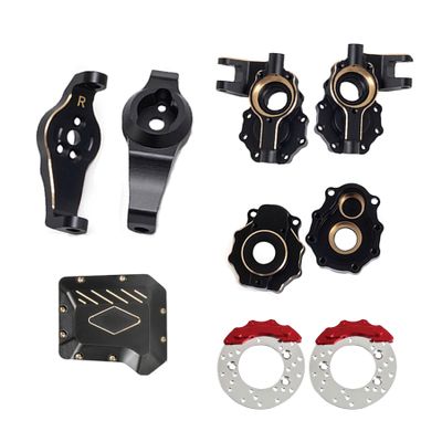 268g AMK TRX4 Brass Kit Black Coating Diff Cover C-Hub TRX6 Portal Housing Steering Knuckles Front Axle Weights with Brake Disc for 1/10 RC Crawler TRX4 Upgrades (Front)