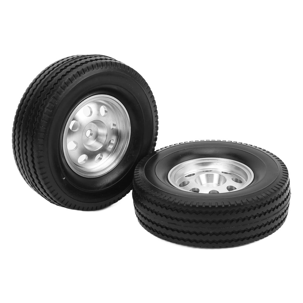 12mm Hex Hub Wheel Rims and Rubber Tires, Metal RC Car Tires Replacement for Dump Truck, Trailer, Container Truck 1/14 RC Car