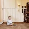 Babelio 29.7-46.5" No Bottom Bar Baby/Dog Gate for Stairs, House and Doorways, Auto Close Safety Pet Gates with Large Walk Thru Door, Hardware Mount, White view 1