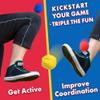 Covelico Footbag Hacky Set of 3 for Kids, Teens & Adults. Yellow, Blue & Red Sack - Each 2.28 inch, 1.6oz, Durable Dual Layered Synthetic Suede, Instructions & Stylish Bag, Solo or Group Footbag Game view 2