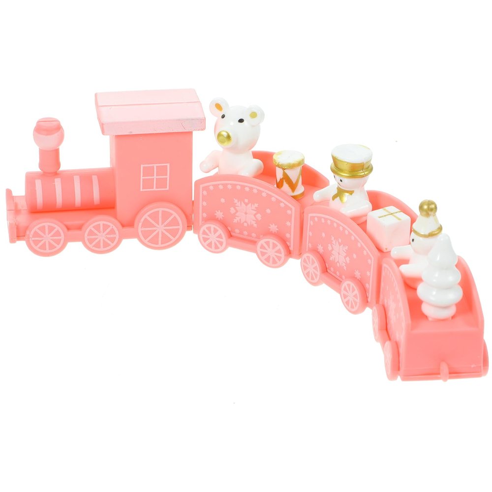 Amosfun Mini Christmas Train Set Around/Under The Tree Tracks Electric Train Sets Mini Christmas Tree Plastic Table Decor Pink
