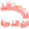 Amosfun Mini Christmas Train Set Around/Under The Tree Tracks Electric Train Sets Mini Christmas Tree Plastic Table Decor Pink view 2