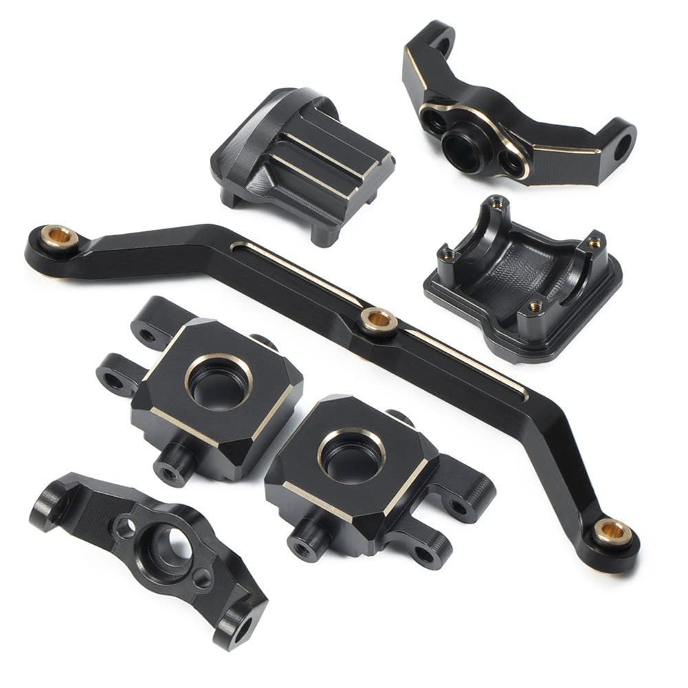 Brass C Hub Carrier Steering Cup Linkage Rod Bridge Axle Cover Combo for Traxxas TRX4-M TRX4M 1/18 RC Crawler Car