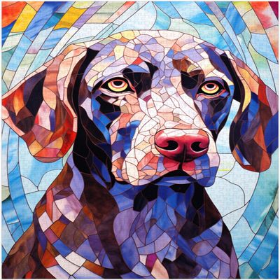Stained Glass German Shorthaired Pointer Jigsaw Puzzle 300/500/1000 Piece (300pc (2840cm))