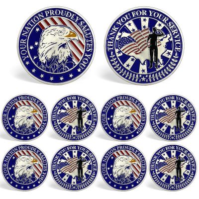 10Pcs Military Veterans Challenge Coins Set Thank You for Your Service Coin Military Gifts for Men Women Army Commemorative Coin Veterans Day Gifts
