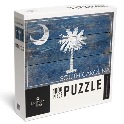 Lantern Press South Carolina, Rustic State Flag 1000 Piece Jigsaw Puzzle for Adults, Made in USA with Reference Poster