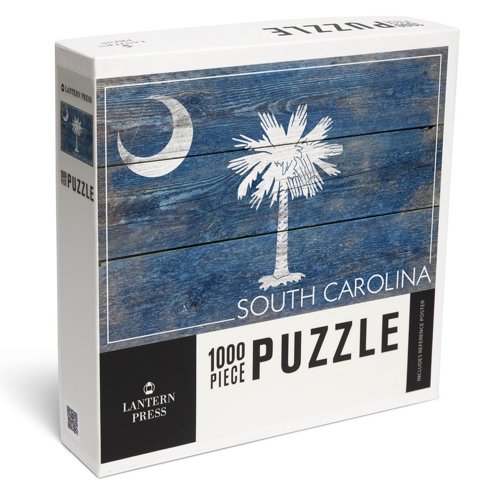 Lantern Press South Carolina, Rustic State Flag 1000 Piece Jigsaw Puzzle for Adults, Made in USA with Reference Poster
