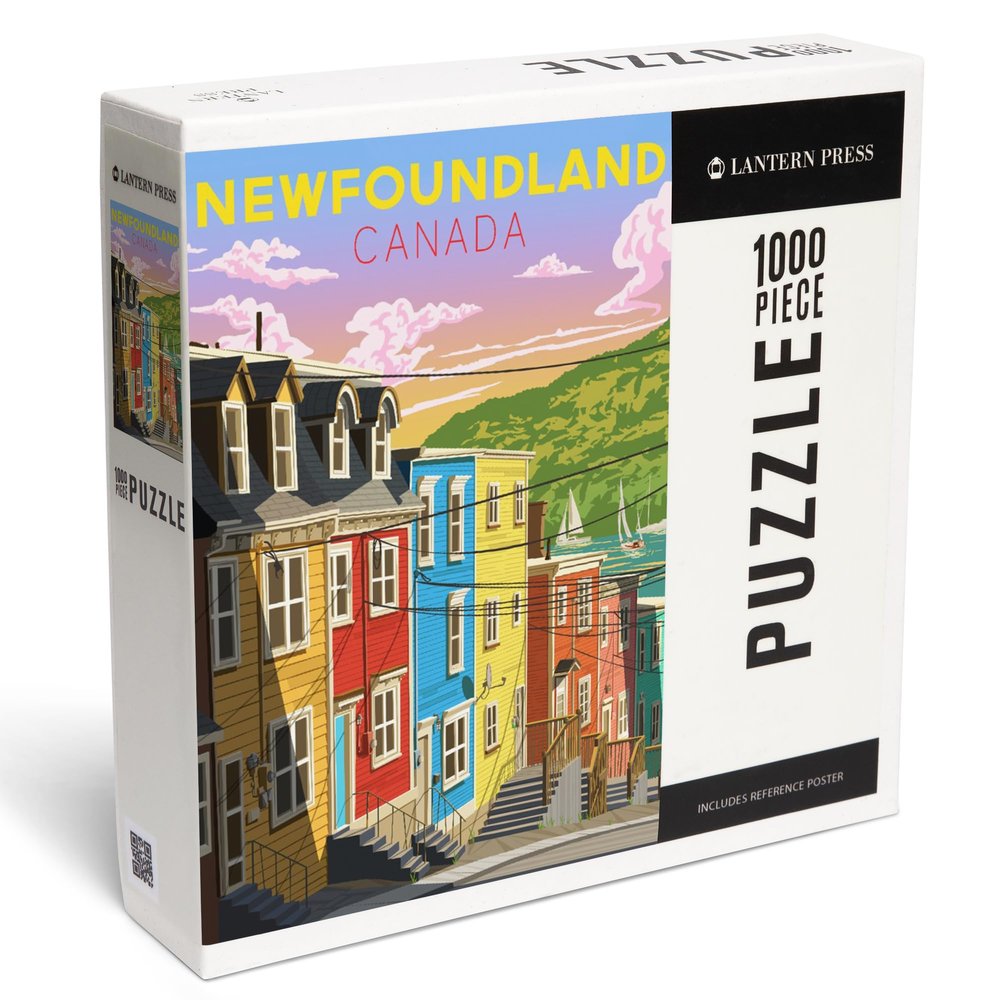 Lantern Press Newfoundland, Canada, Jellybean Row 1000 Piece Jigsaw Puzzle for Adults, Made in USA with Reference Poster