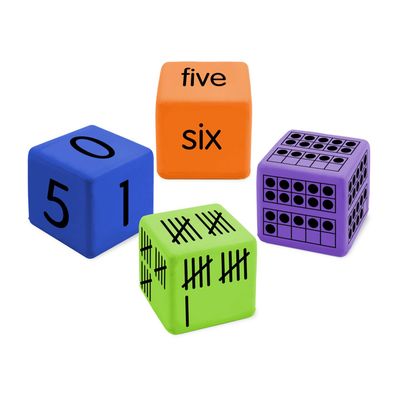 EAI Education QuietShape Foam Number Sense Dice: Multiple Representations 0-20 - Set of 16