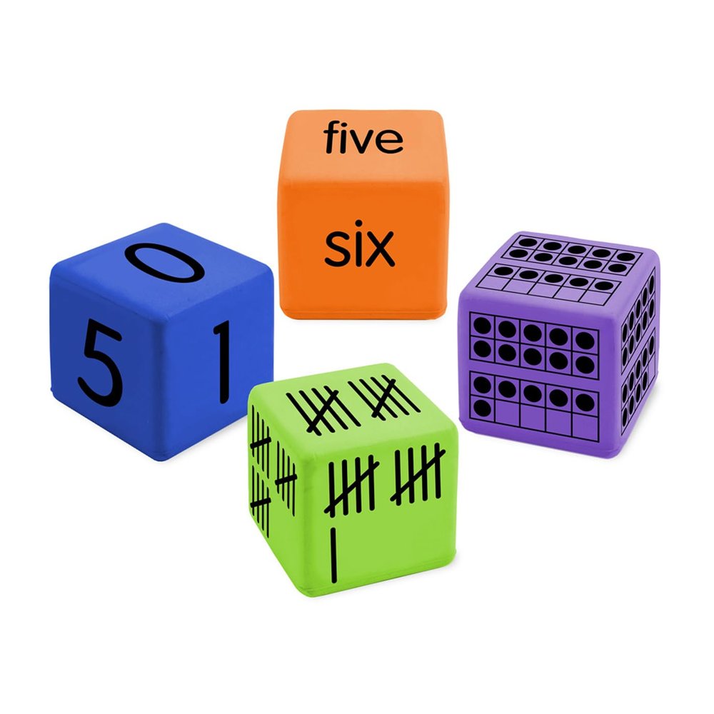 EAI Education QuietShape Foam Number Sense Dice: Multiple Representations 0-20 - Set of 16
