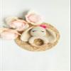 LABELLATANIS Wooden Baby Rattle - Bunny - Newborn - Crochet - Cream, White, Pink view 1