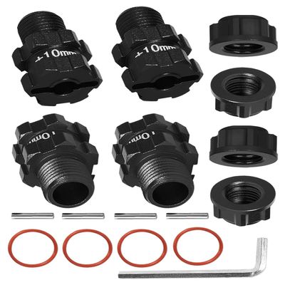 ARRCat 14mm to 17mm Wheel Hex 10mm Extended Wheel Hub Drive with Anti-dust Cap Nuts Upgrades Part for 1/10 Granite Senton Big Rock Typhon 3S BLX,Aluminum Hex Hub Adapters Hops Up,Black