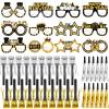 Yazabai 44 Pcs 2026 New Year's Eve Party Supplies Including Happy New Year Hats Glasses Silver and Gold Noisemakers (Glasses) view 1