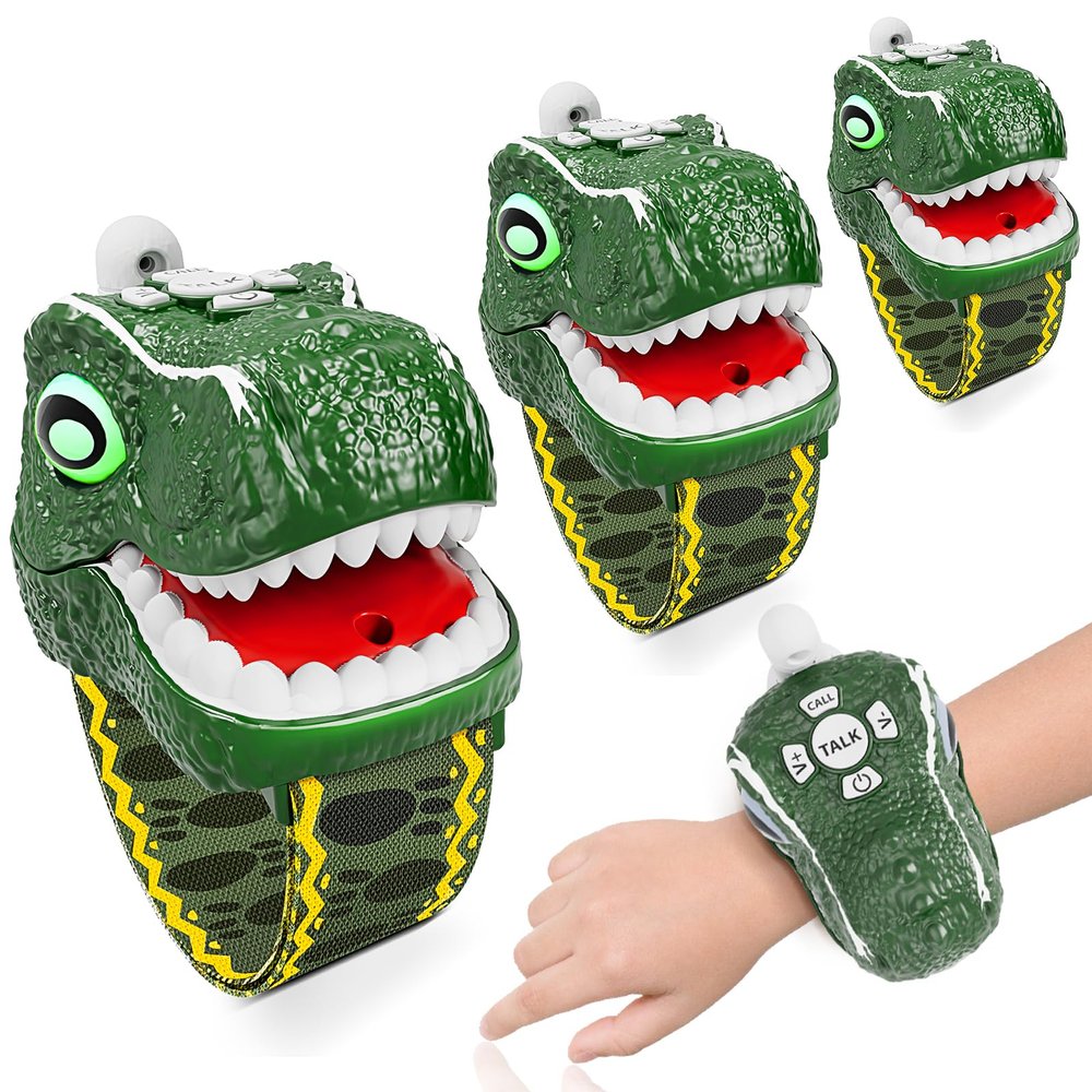 Dinosaur Walkie Talkies for Kids 3 Pack Camping Gear T-Rex Outdoor Toys for Boys Girls Age 3-12 Year Old 3 Channel Long Range Birthday Gifts Easter Christmas Stocking Stuffers