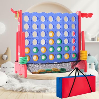 Tigasy Giant 4 Row Game with Carrying Bag and Mesh Fabric .Giant 4-to-Score Game Set Suitable for Indoor and Outdoor Holiday Parties and Family Gatherings.red