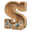 AORCMITN Extra Large Wooden Letter Coin Piggy Bank for Boys Girls Kids Toddler Alphabet S Money Bank (Initial-S-12) view 1