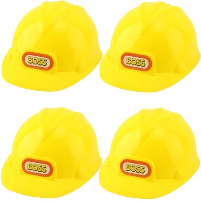 Fahacop 4 Pack Construction Hard Hats Yellow Construction Hat Plastic Worker Helmet for Boys Girls Construction Worker Costume Birthday Party Favor