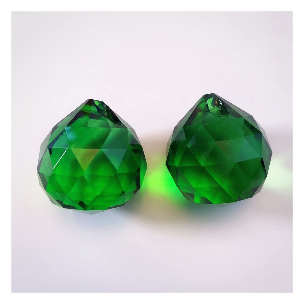 Chandelier Crystal Prisms Pendants 2PCS Chandelier Crystals Ball Shinning Faceted Pendant Prism Parts Chandelier Crystal Prisms Pendants (Color : Dark Green)