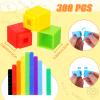 Jenaai 300 Pcs Counting Cubes, Plastic Connecting Blocks, Colorful Math Cubes, Math Manipulatives Classroom Learning Supplies, Preschool Learning Materials, Counting Toys (Simple Style) view 2