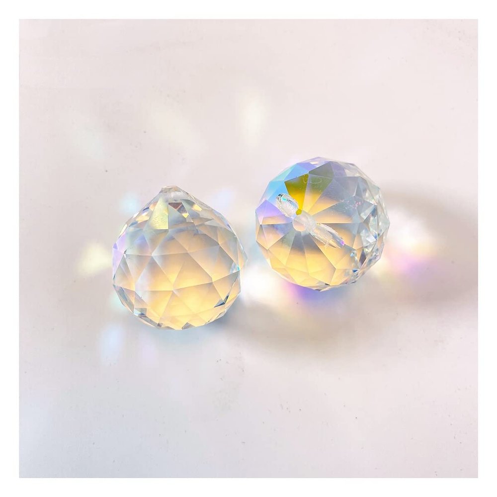 Chandelier Crystal Prisms Pendants 2PCS Chandelier Crystals Ball Shinning Faceted Pendant Prism Parts Chandelier Crystal Prisms Pendants (Color : AB Color)
