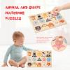 Adena Montessori Colorful Multiple Shape Puzzles Toys for 6-12 Months 1 Year Old Toddler Babies First Shapes Geometric Jumbo Knob Wooden Puzzle Color Sorter (Animals) view 2