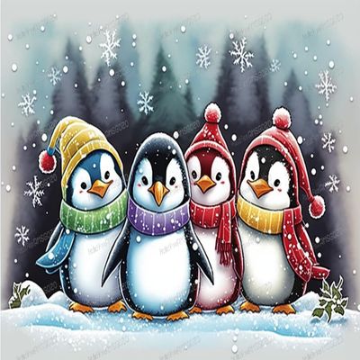 120 Pieces Animal Puzzles for Adults - Cartoon Colored Penguins - Comes with A Poster - Do It Yourself Jigsaw Puzzle - Unwind from Daily Life, for Wall Decor